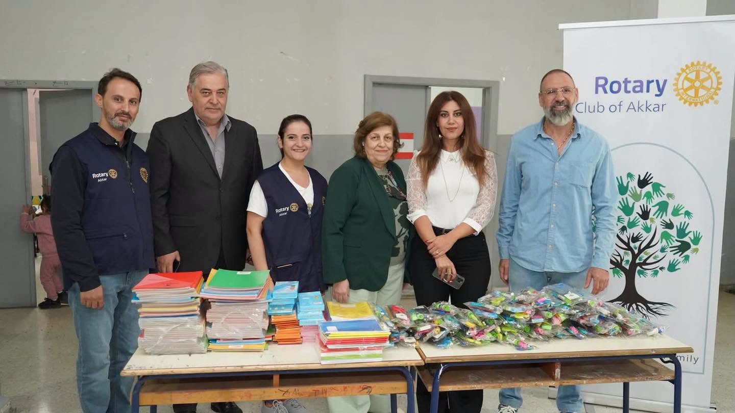 Rotary Club of Akkar distributed school supplies to students at Ain Yaacoub Public School